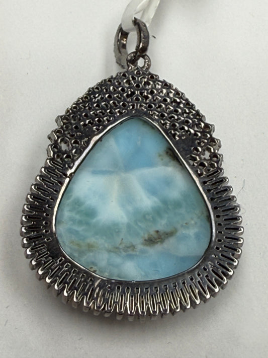 Larimar Diamond Pendant
