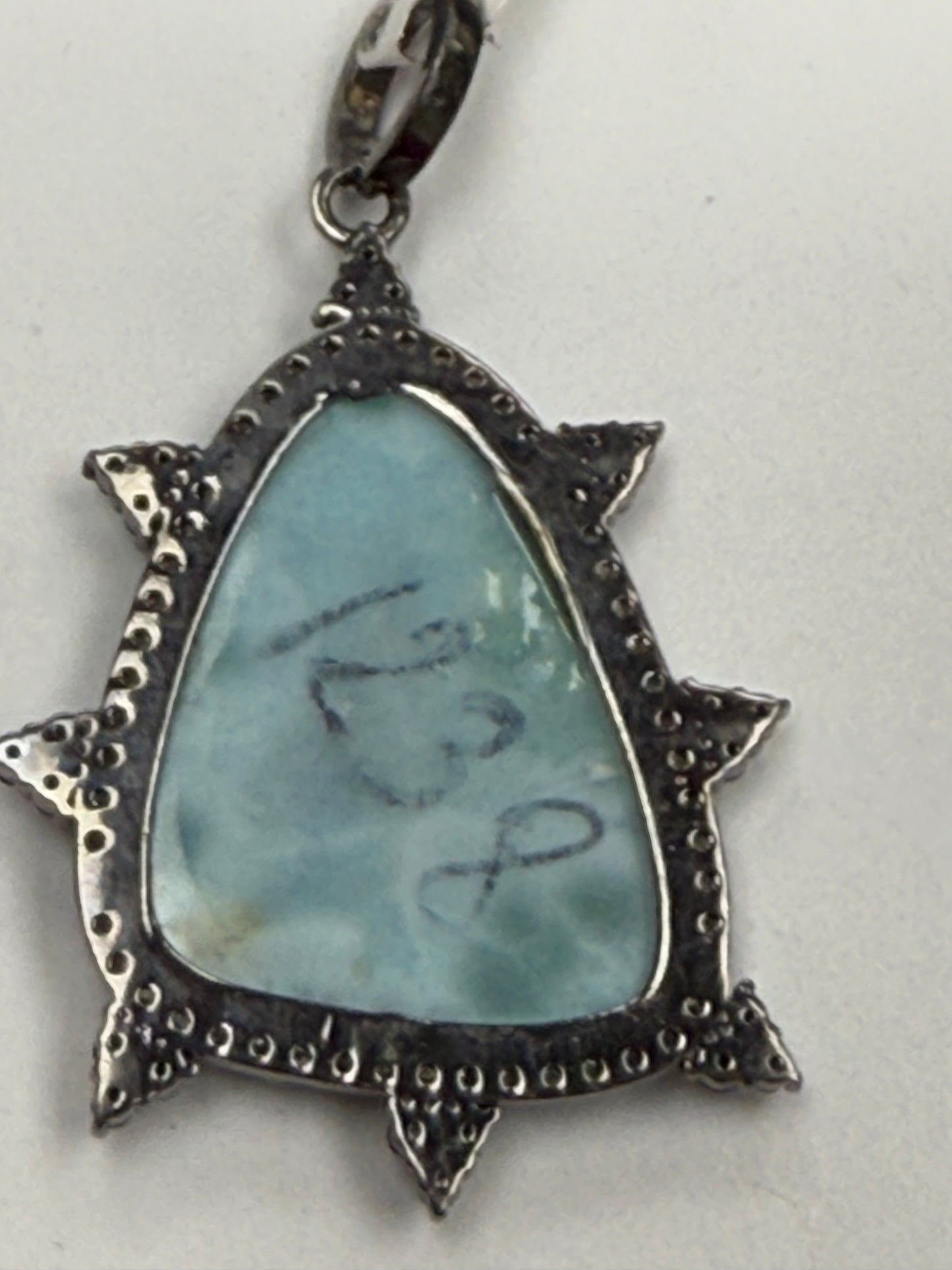 Larimar Sapphire Diamond Pendant