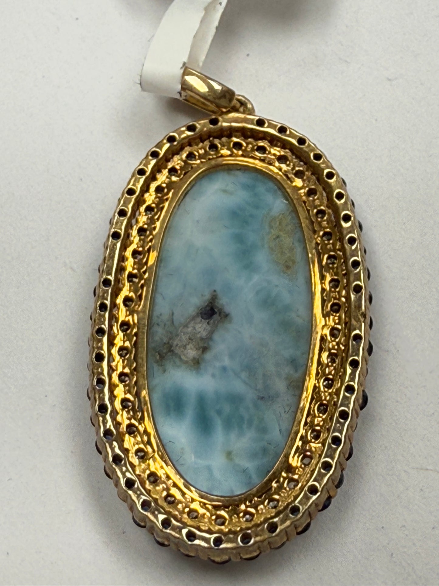 Larimar Sapphire Diamond Pendant