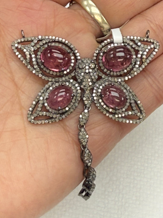 Butterfly Pave Diamond Pendant With Stones