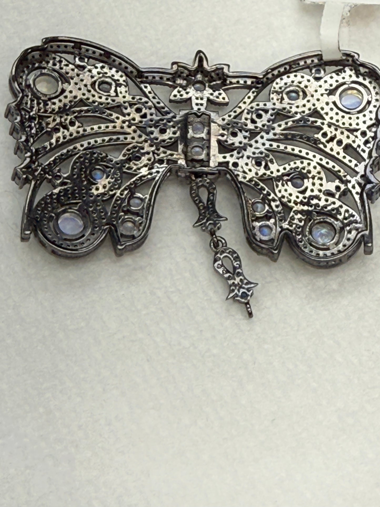 Butterfly Pave Diamond Pendant With Sapphire Stone