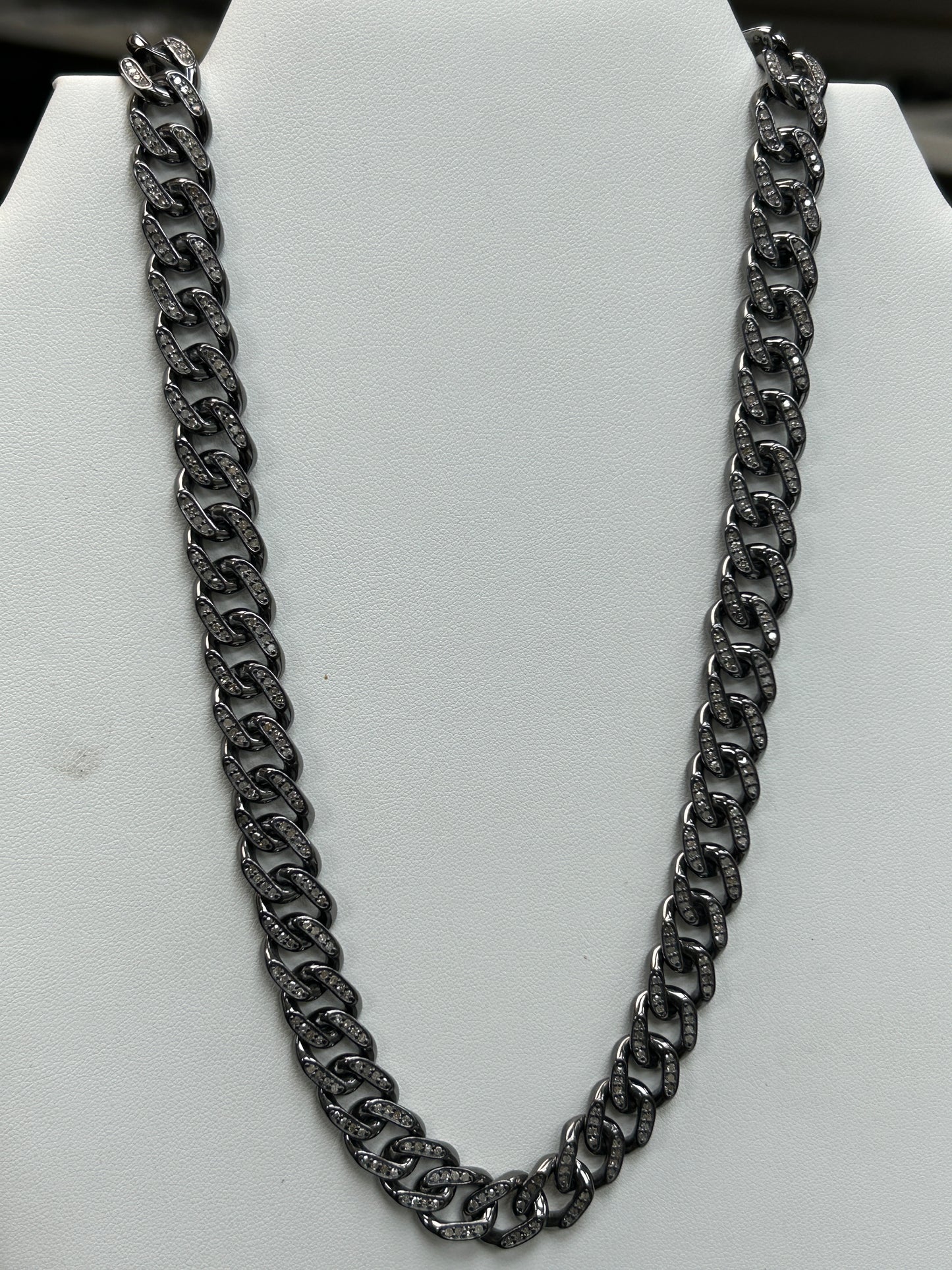 Sterling Silver Link Diamond Necklace