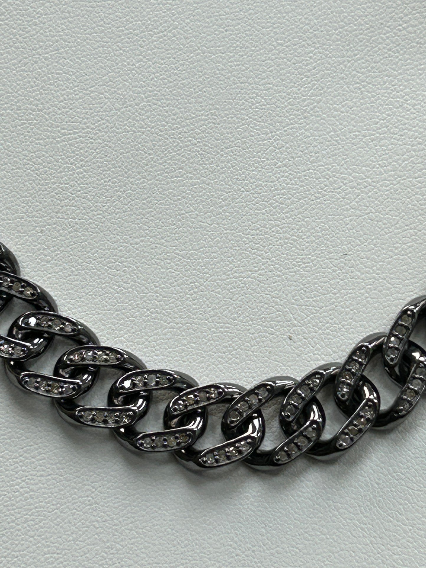 Sterling Silver Link Diamond Necklace