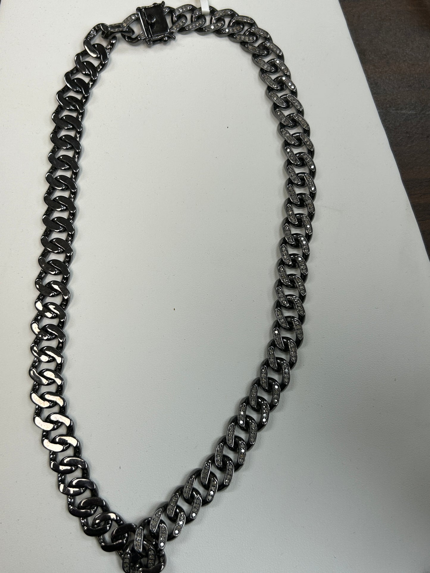 Sterling Silver Link Diamond Necklace