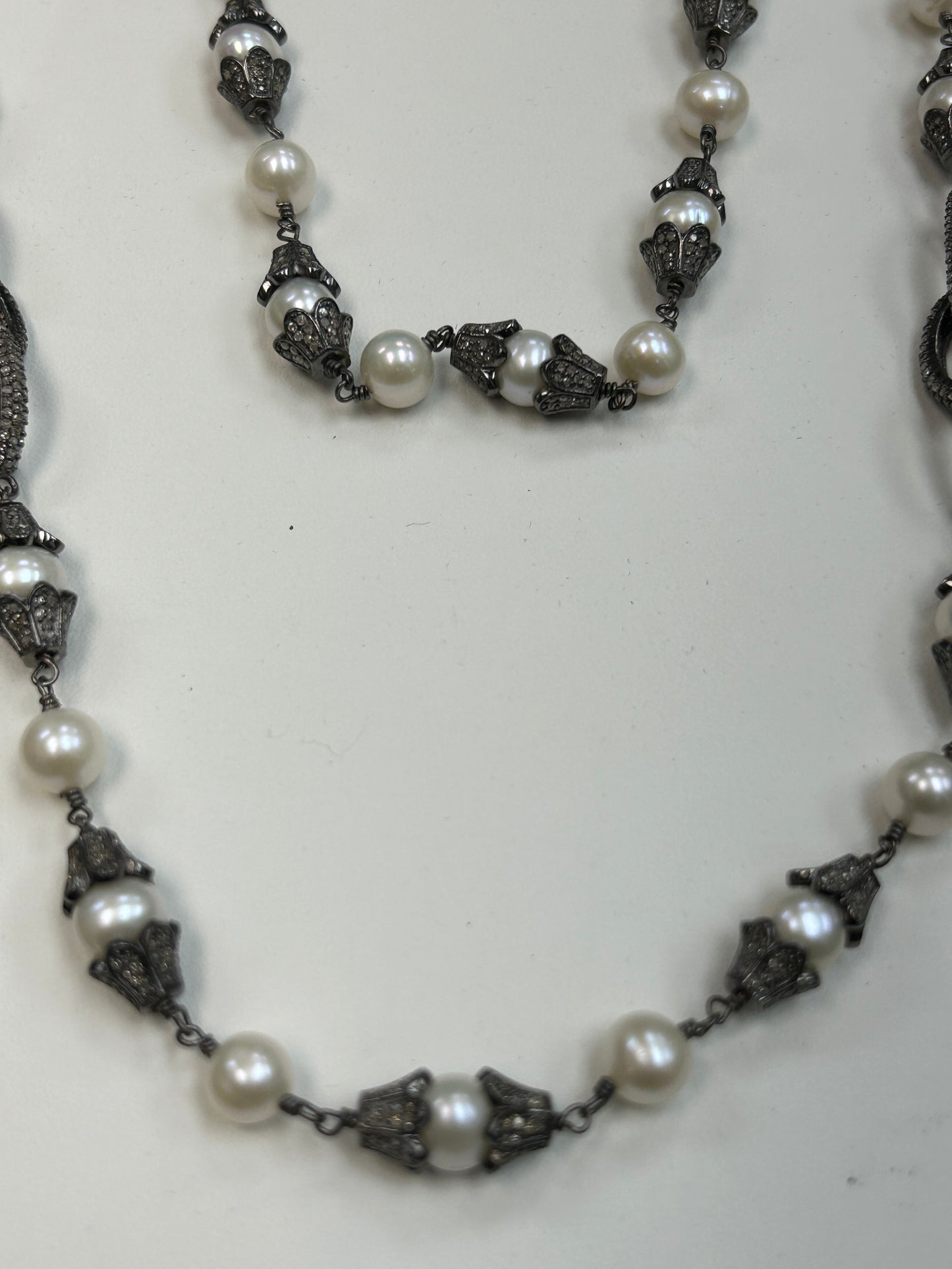 Pearl and Diamond Long Necklace