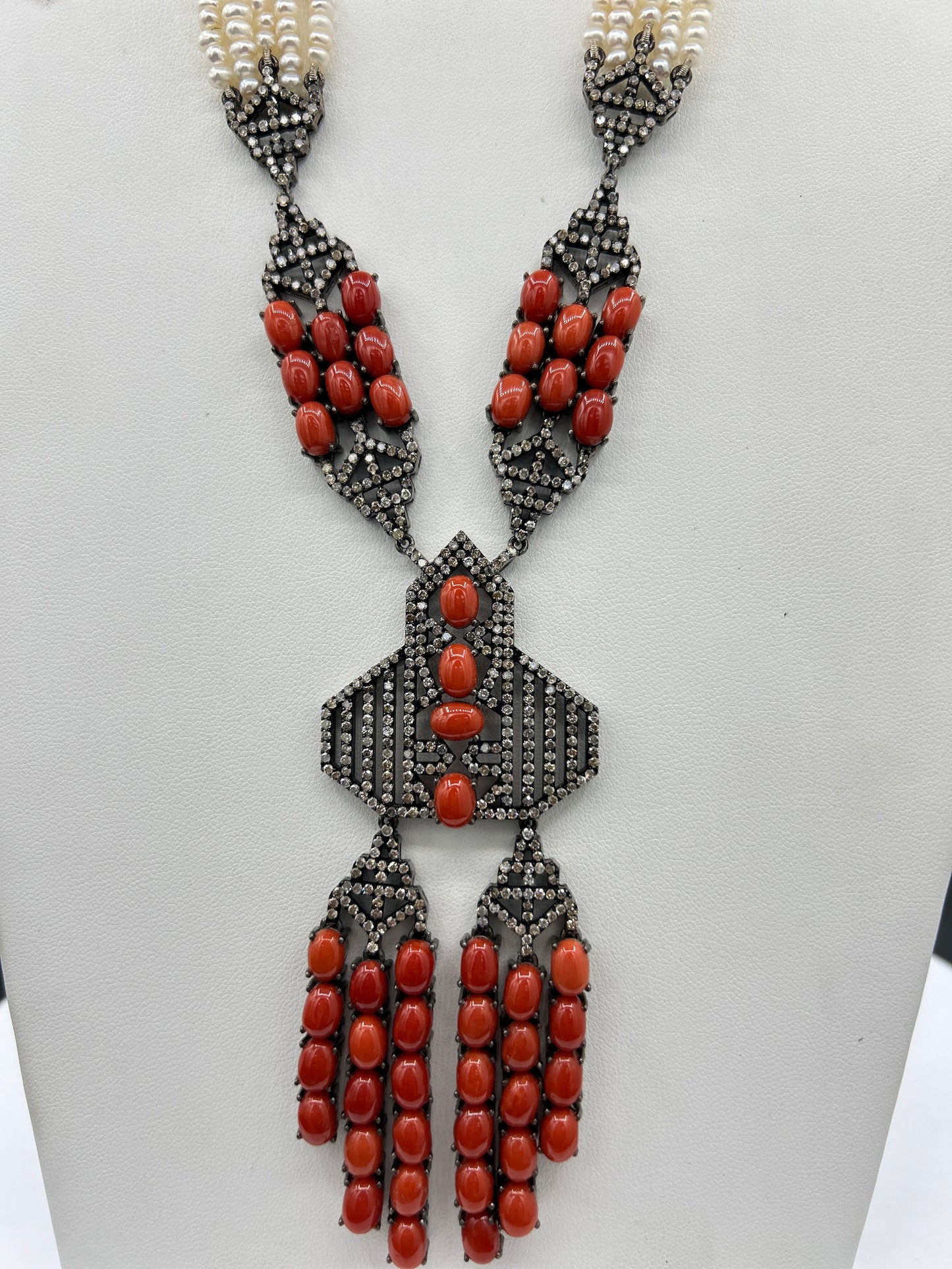 Pearl Coral Diamond Necklace