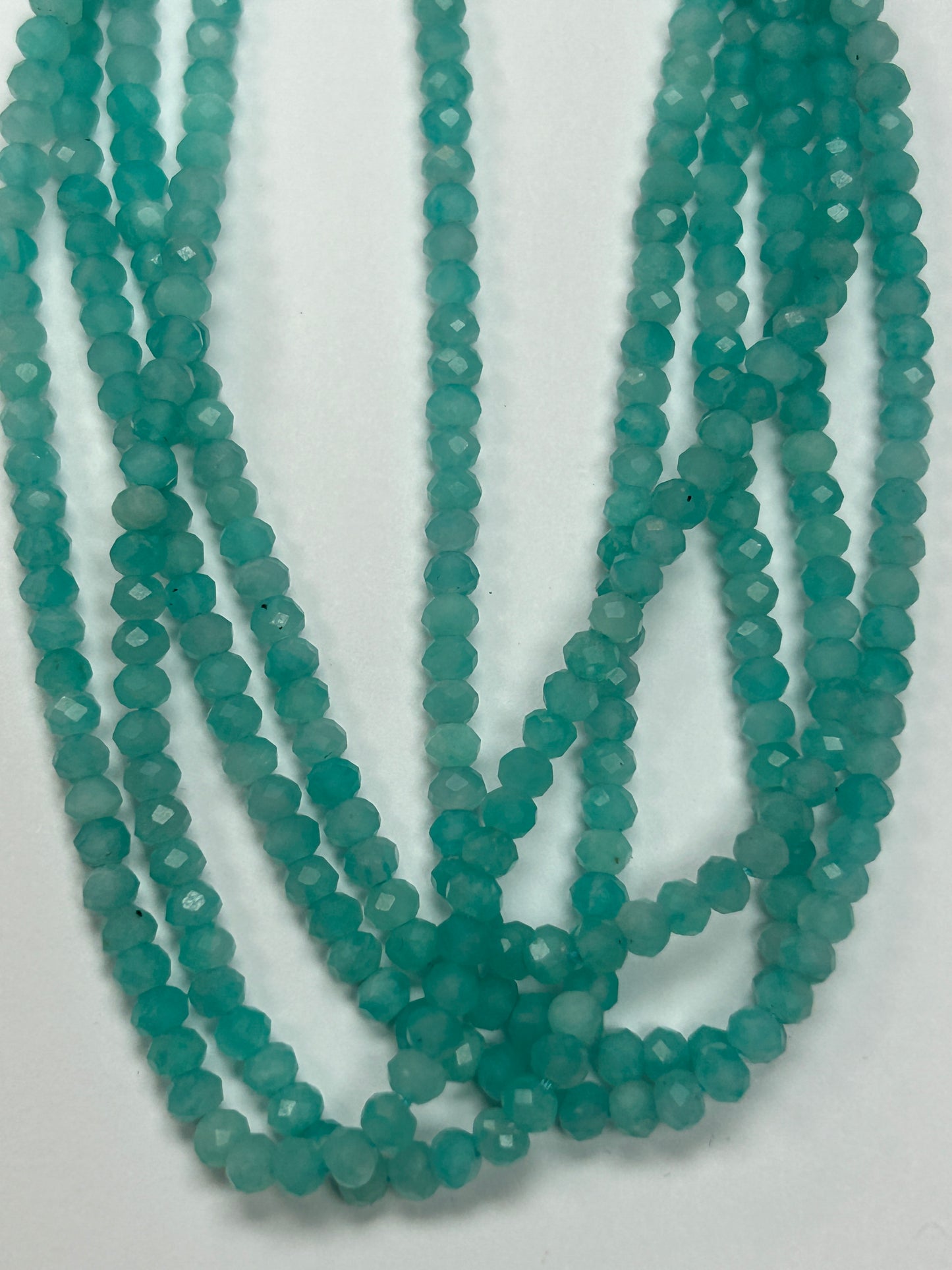 AMAZONITE BLUE BEADS RUONDELLE FACETED 3-4MM