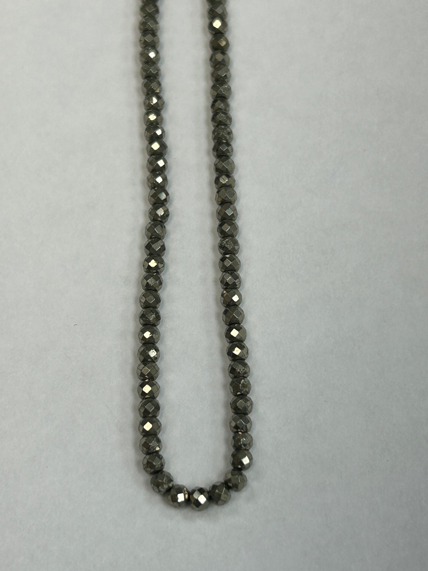 PYRITE NATURAL BEADS ROUND FACETED 3-4MM