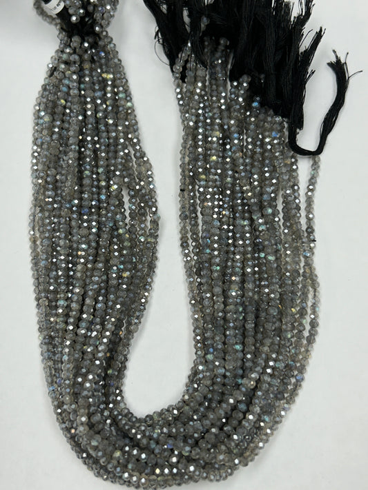 LABRADORITE COATED BEADS ROUND FACETED 3-4MM