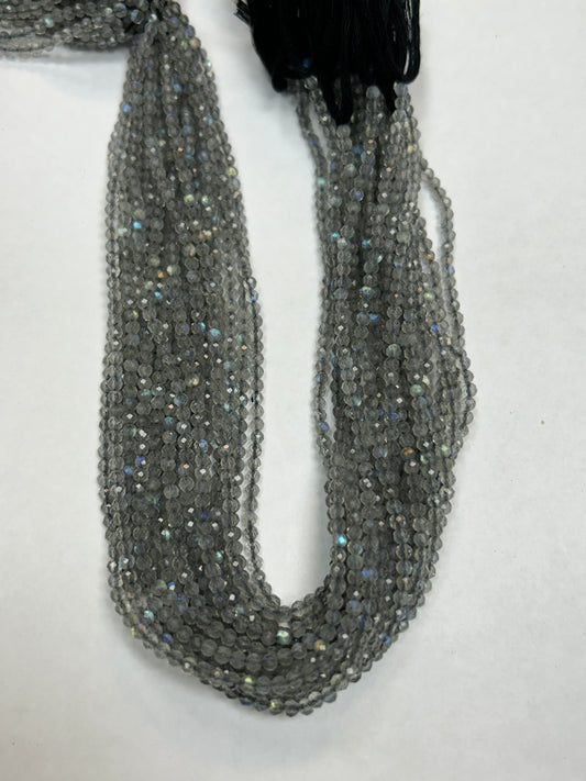LABRADORITE BEADS ROUND FACETED 3-4MM