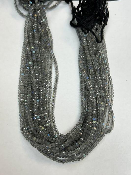 LABRADORITE BEADS ROUNDELLE FACETED 3-4MM