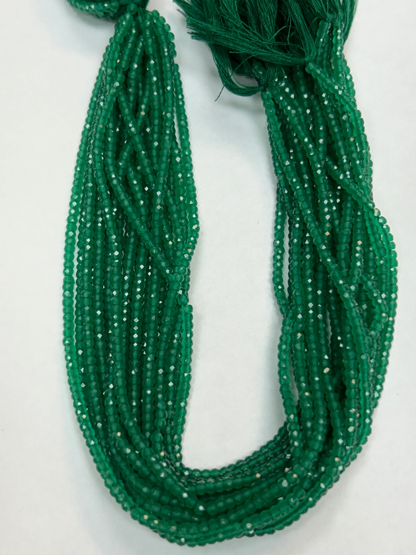 GREEN ONYX BEADS ROUND FACETED 3-4MM