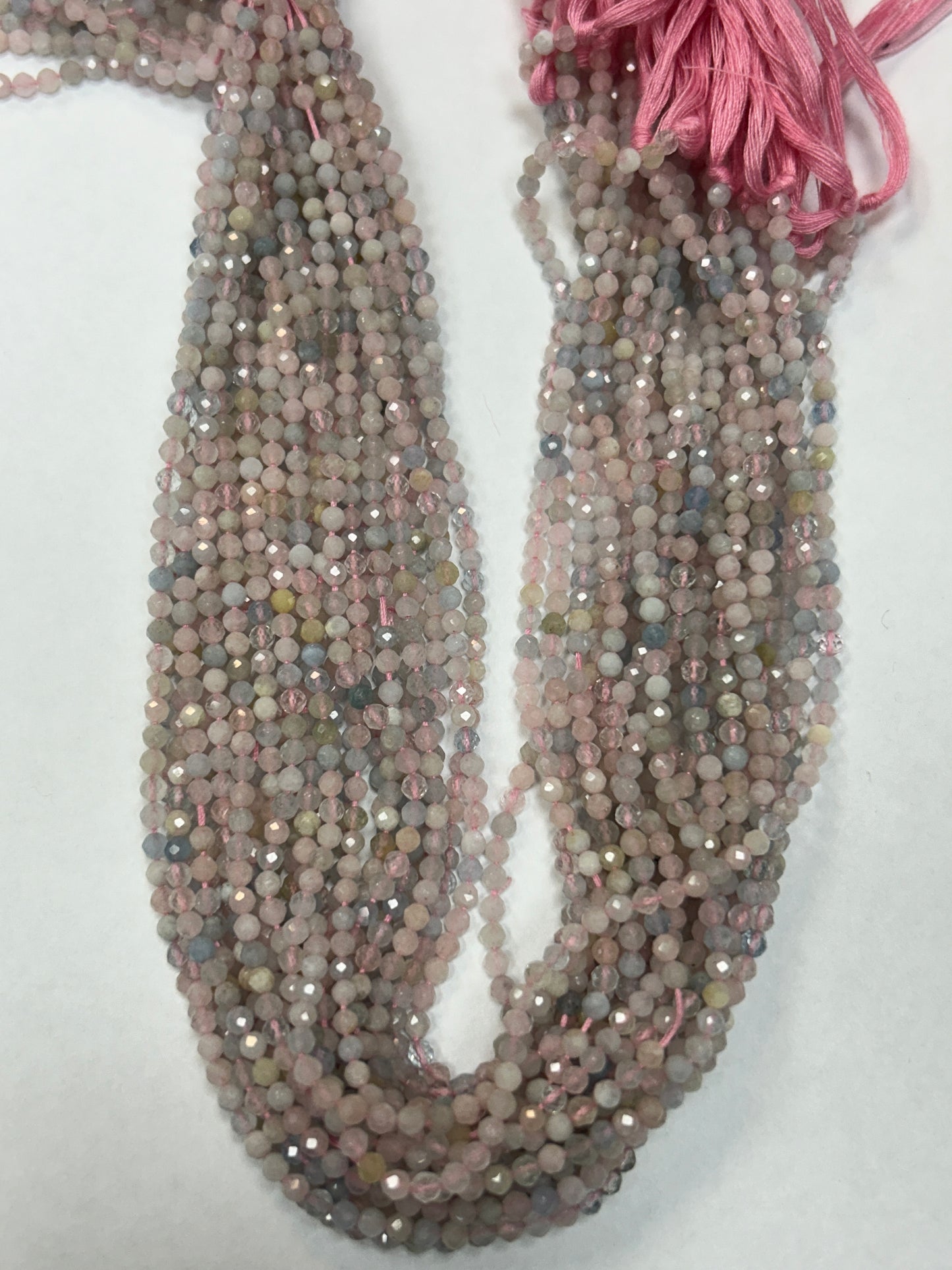 AQUMARINE MULTI NATURAL BEADS ROUND FACETED 3-4MM
