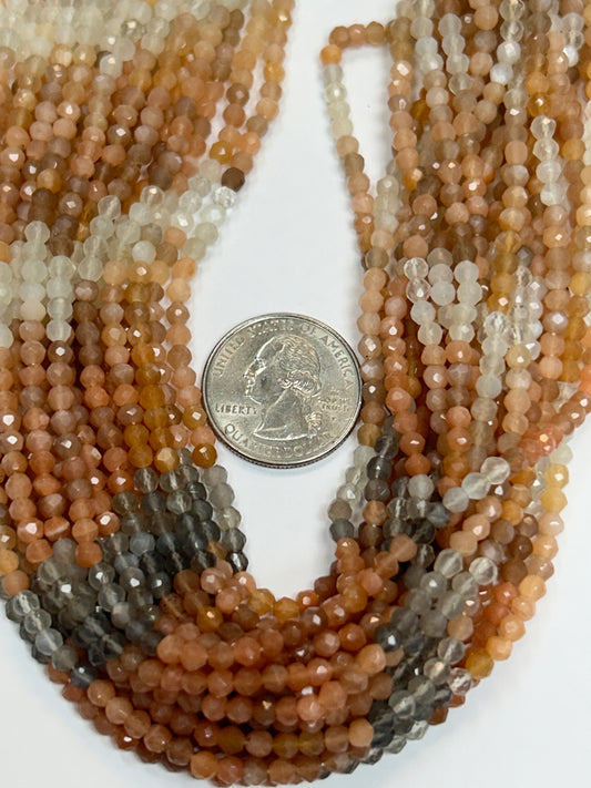 Moonstone, Multi Moonstone Faceted 3-4mm