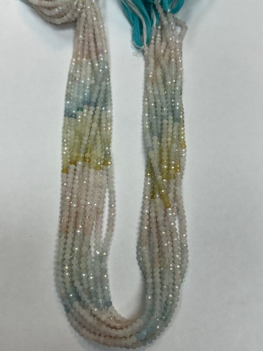 Aquamarine, Multi Aqumarine Faceted Roundelle 3-4mm