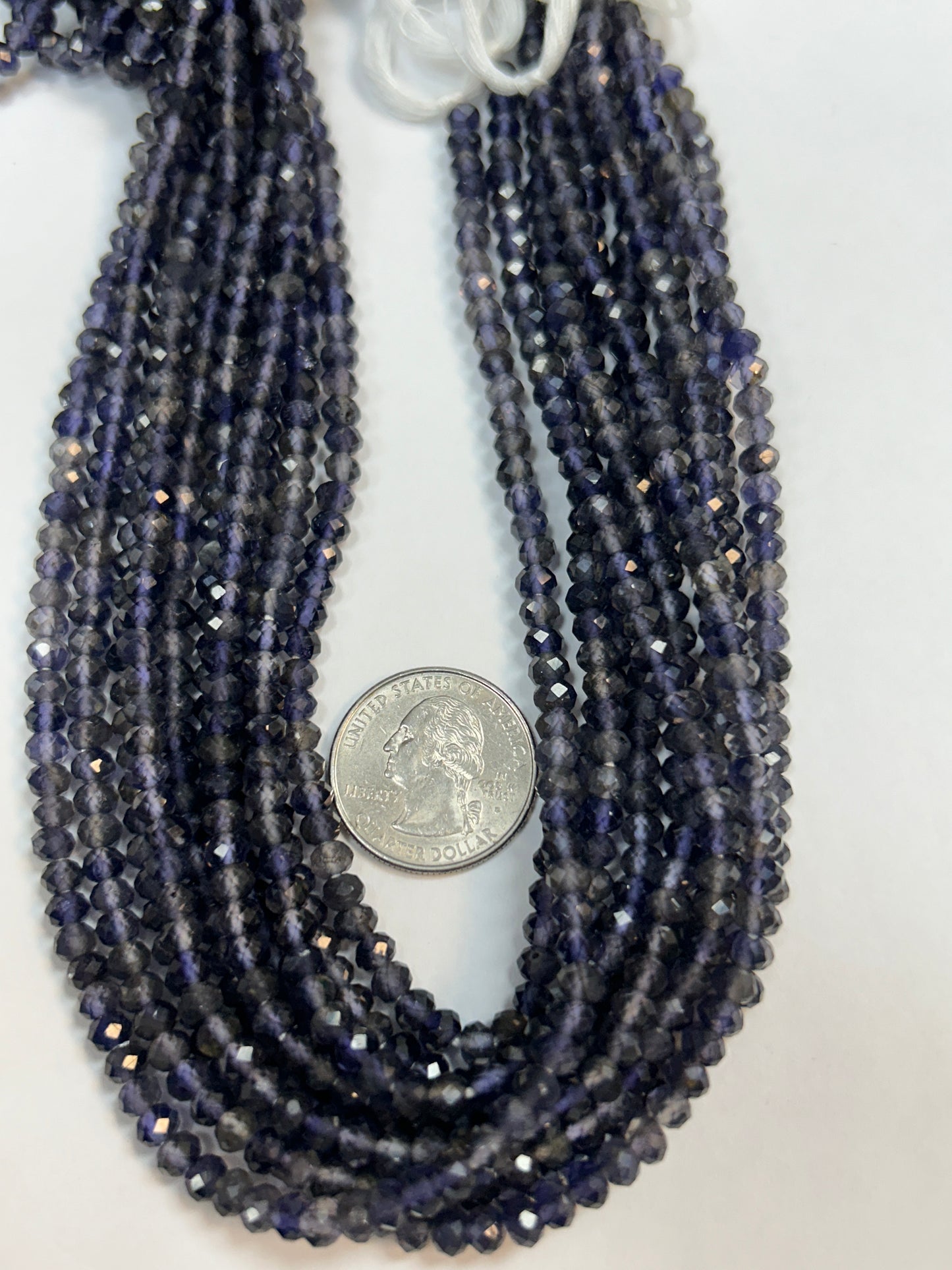 Iolite Natural Faceted Roundelle 3-4mm