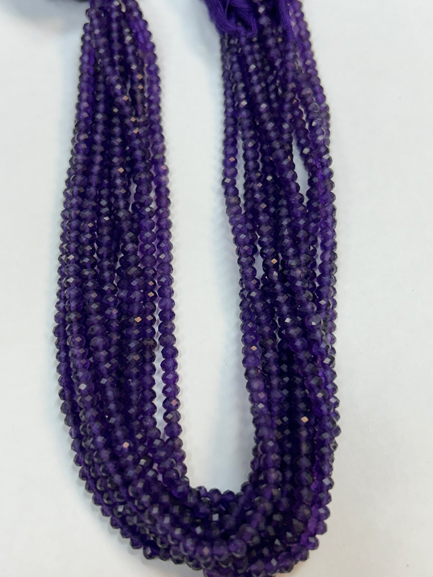 Amethyst Natural Faceted Roundelle 3-4mm