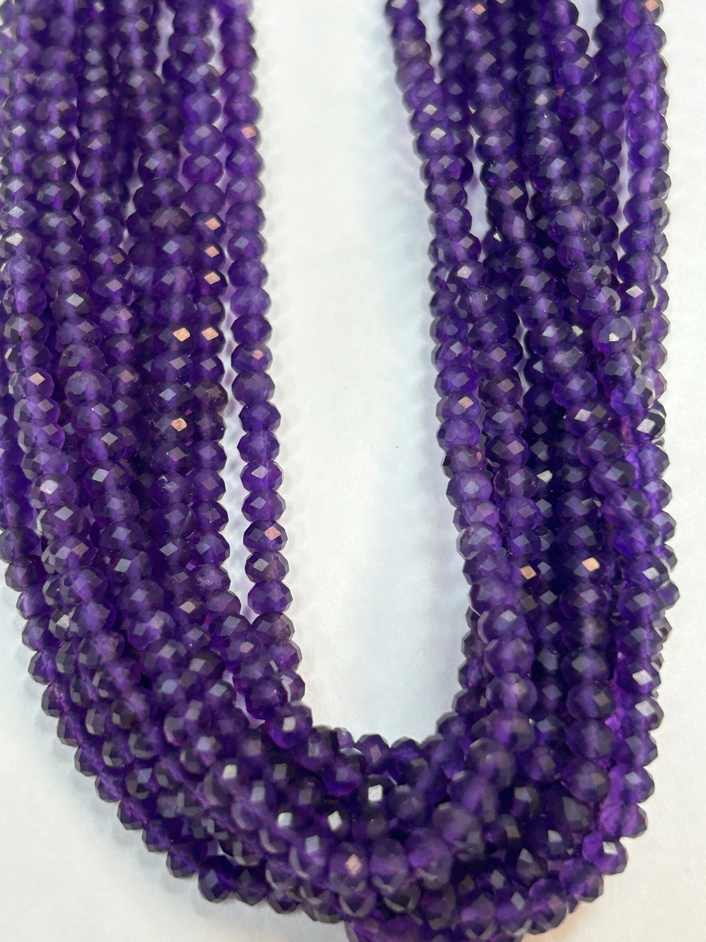 Amethyst Natural Faceted Roundelle 3-4mm