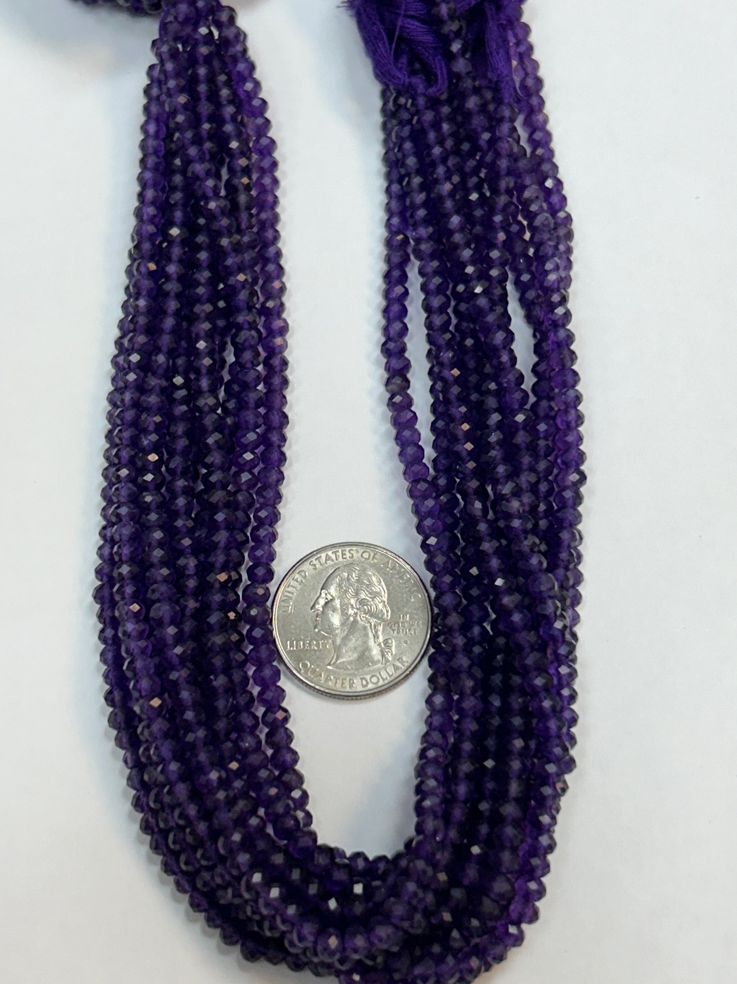 Amethyst Natural Faceted Roundelle 3-4mm
