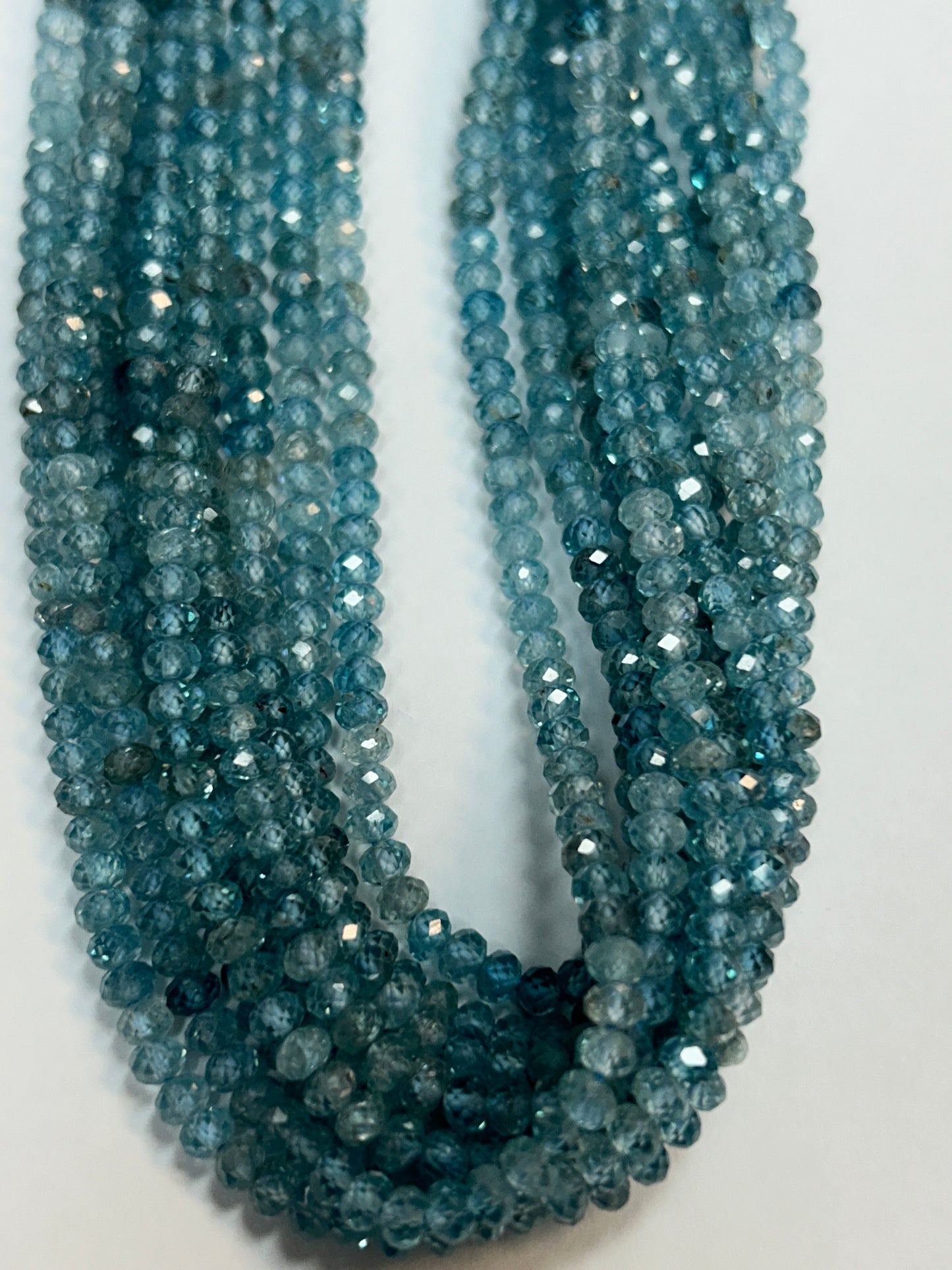 Blue Zircon Natural Faceted Roundelle 3-4mm
