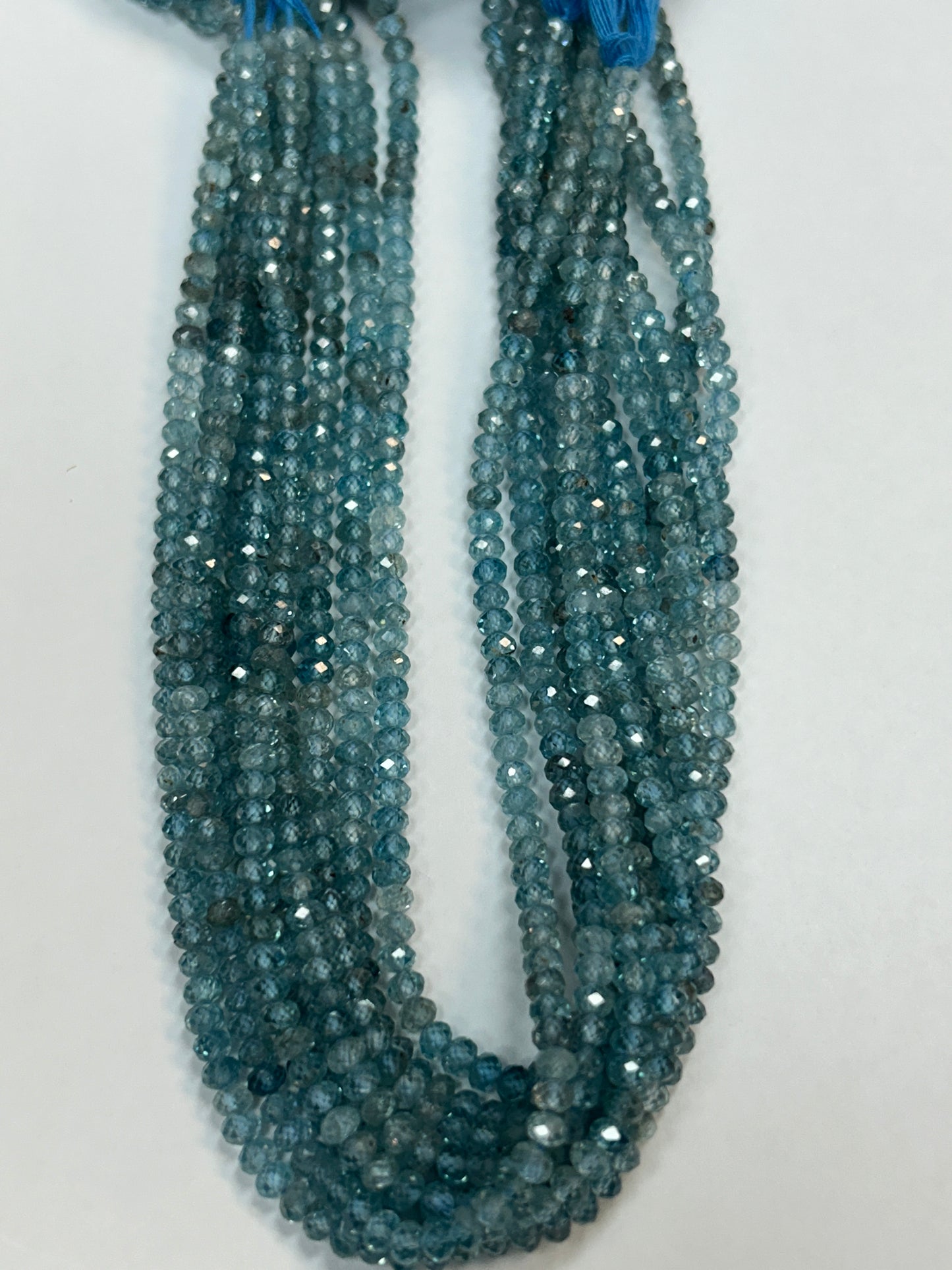 Blue Zircon Natural Faceted Roundelle 3-4mm