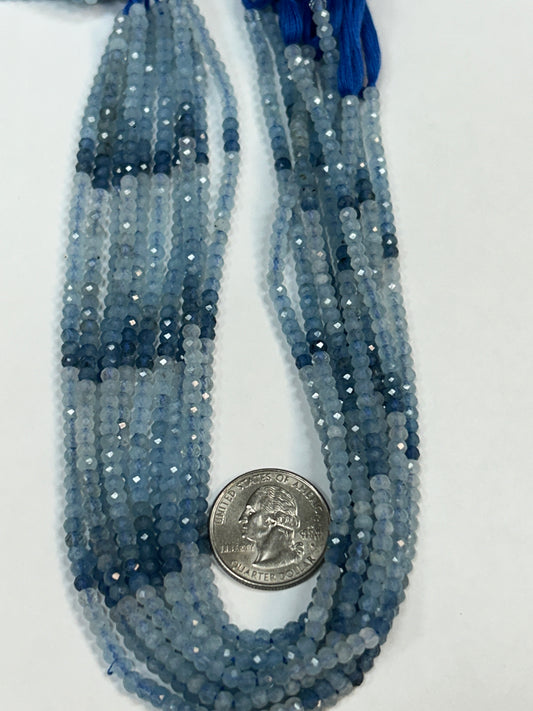Aquamarine, Multi Aqumarine Faceted Roundelle 3-4mm