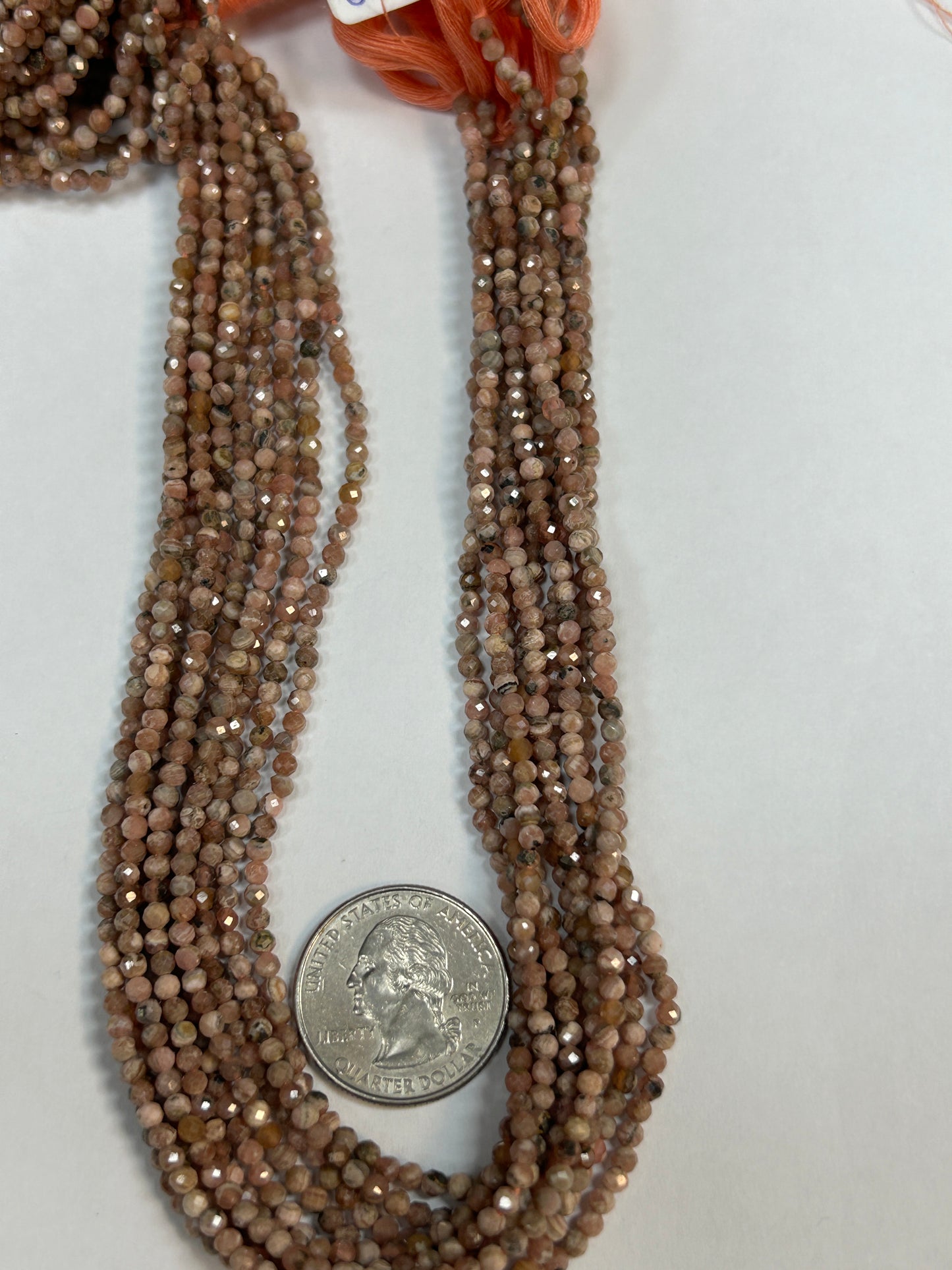 Rhodochrosite Natural Faceted Round 3-4mm