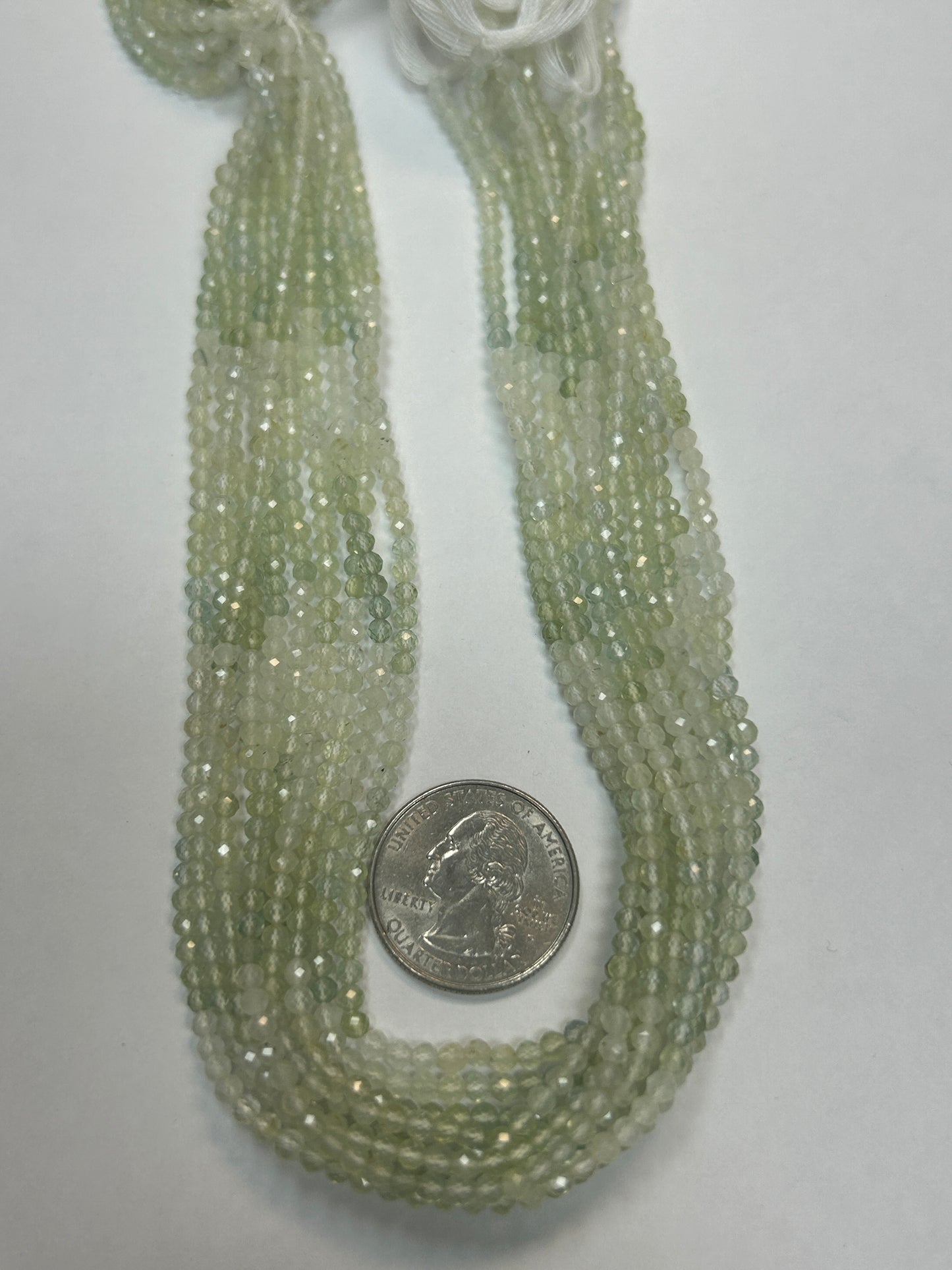 Prehnite Beads Faceted Round 3-4MM