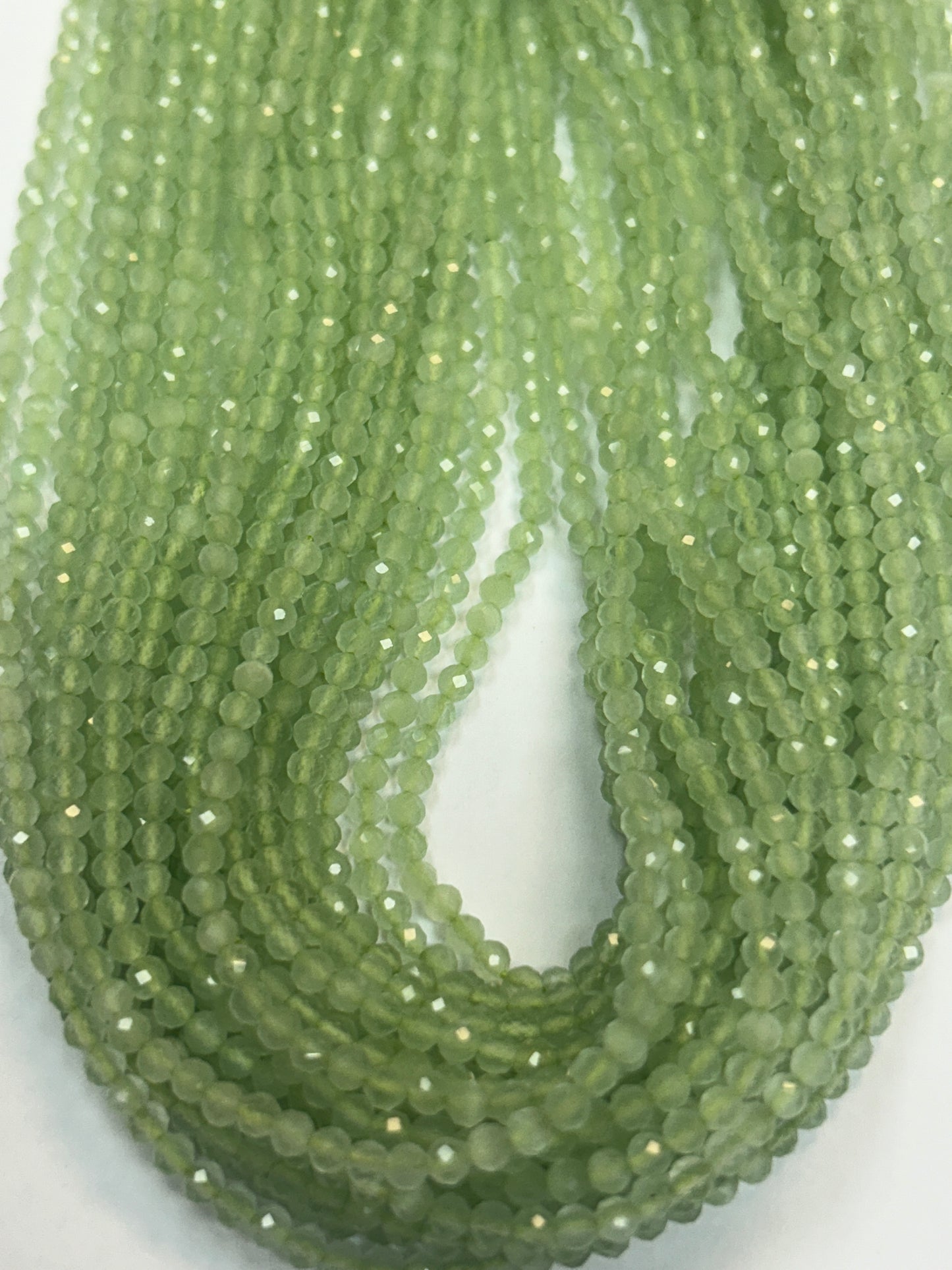 Prehnite Beads Faceted Round 3-4MM