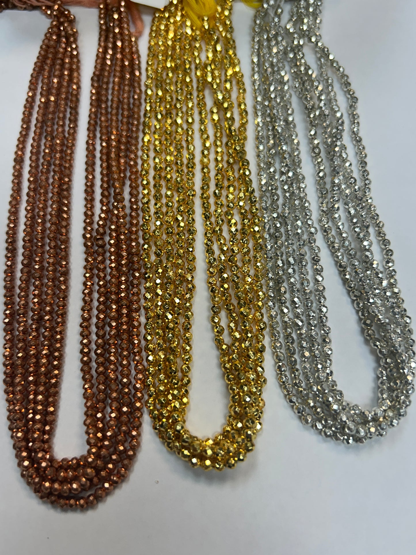 PYRITE COATED ROUND FACETED 3-4MM