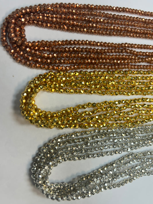 PYRITE COATED ROUND FACETED 3-4MM