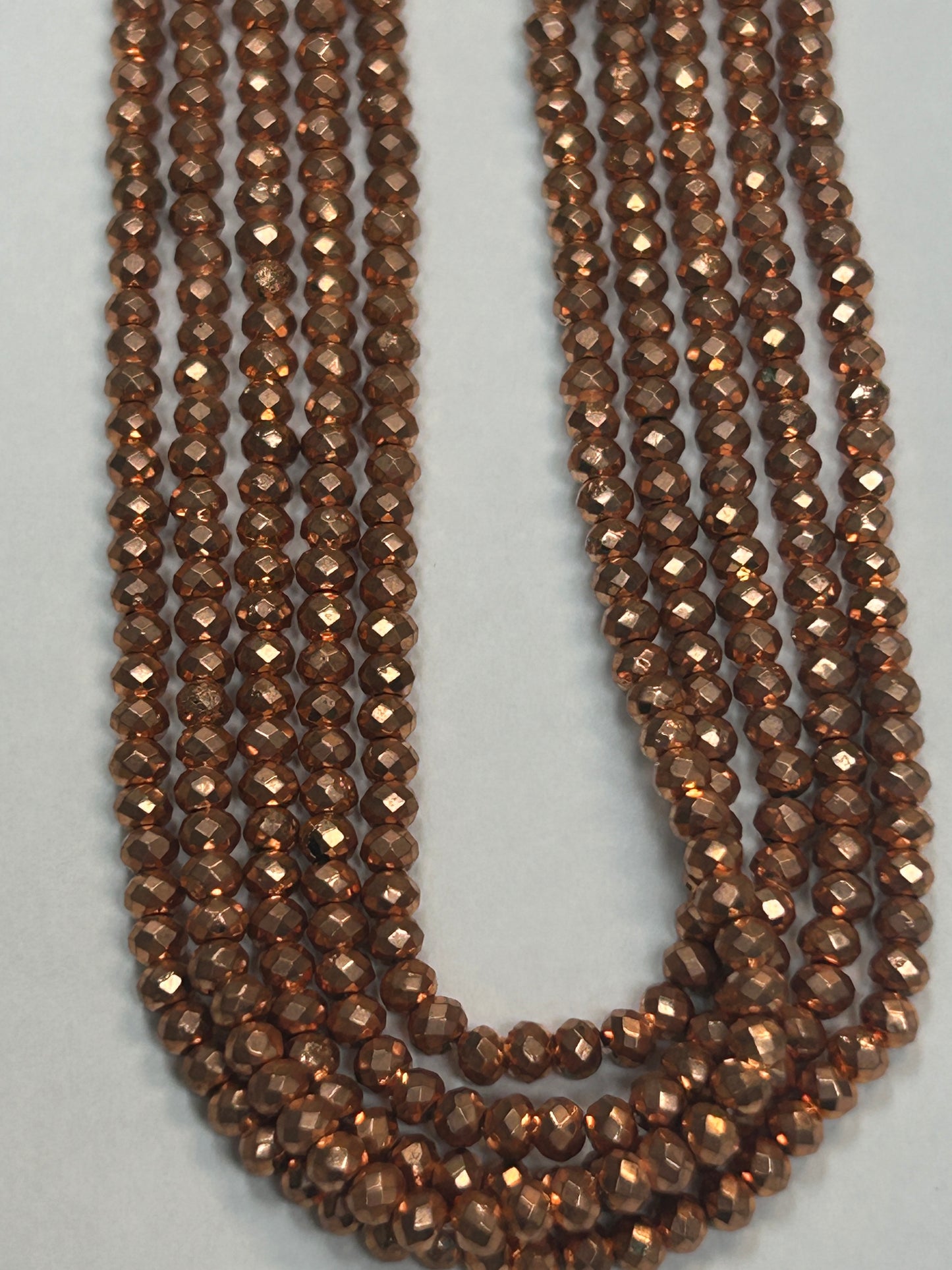 PYRITE COATED ROUND FACETED 3-4MM