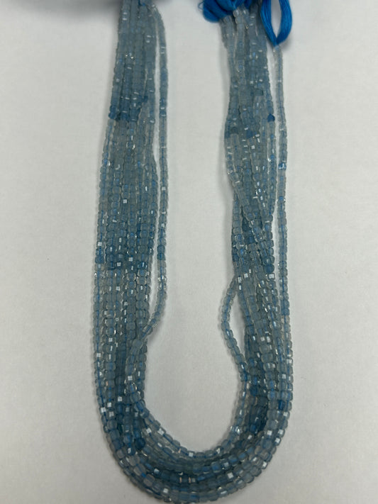 Aqumarine Faceted Square, Aqumarine faceted box, faceted cube