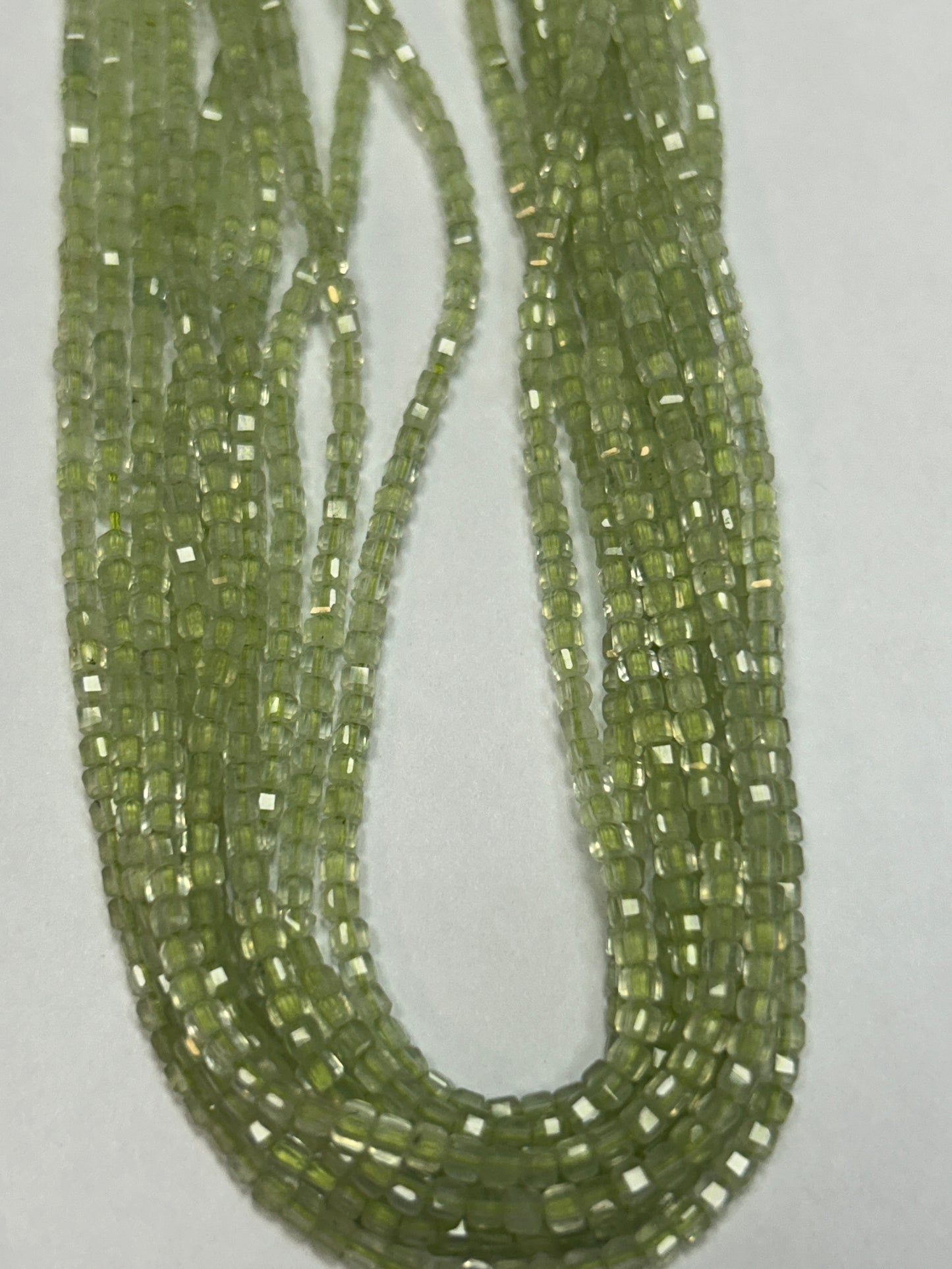 Prehnite Faceted Square, Prehnite faceted box, faceted cube.