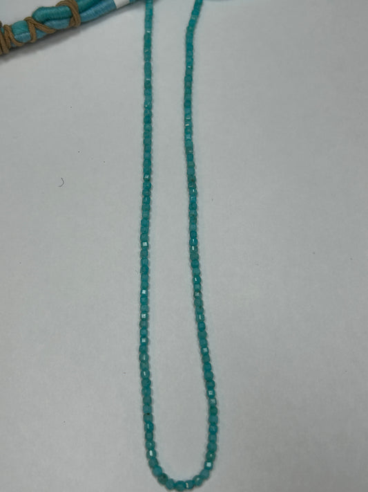 Amazonite Faceted Square, Amazonite faceted box, faceted cube.