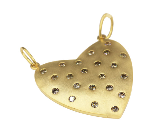 Heart 14k Solid Gold Diamond Pendants.