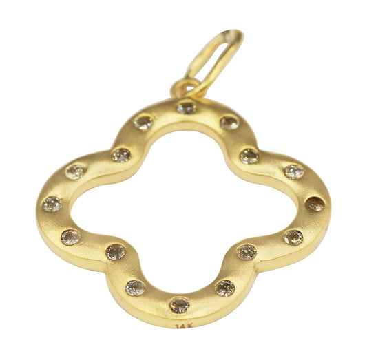 Open 14k Solid Gold Diamond Pendants.
