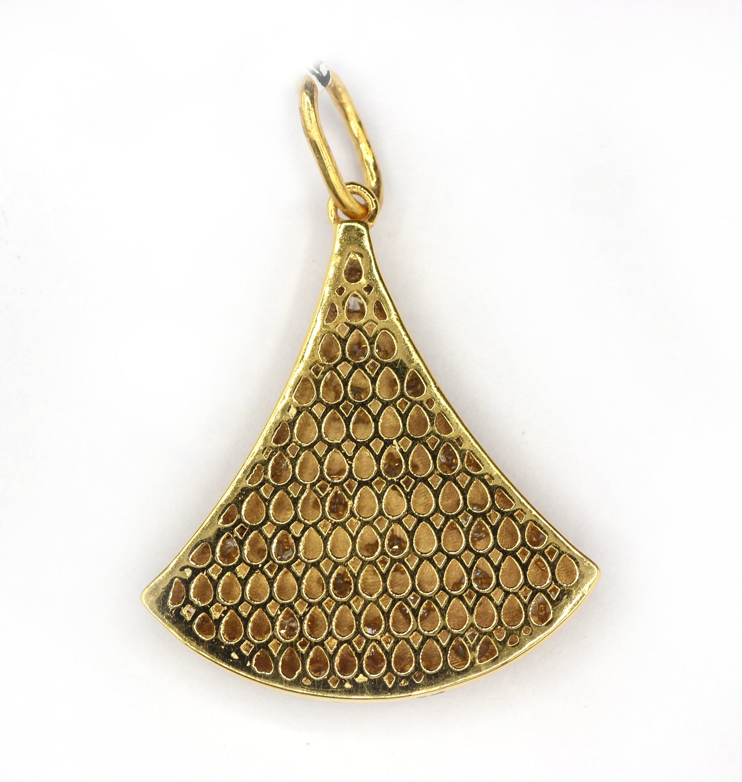 Art Deco Shape 14k Solid Gold Diamond Pendants.