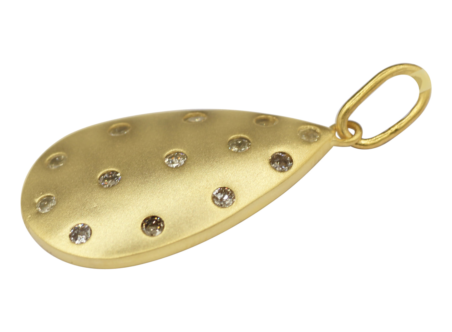 Pear 14k Solid Gold Diamond Pendants.