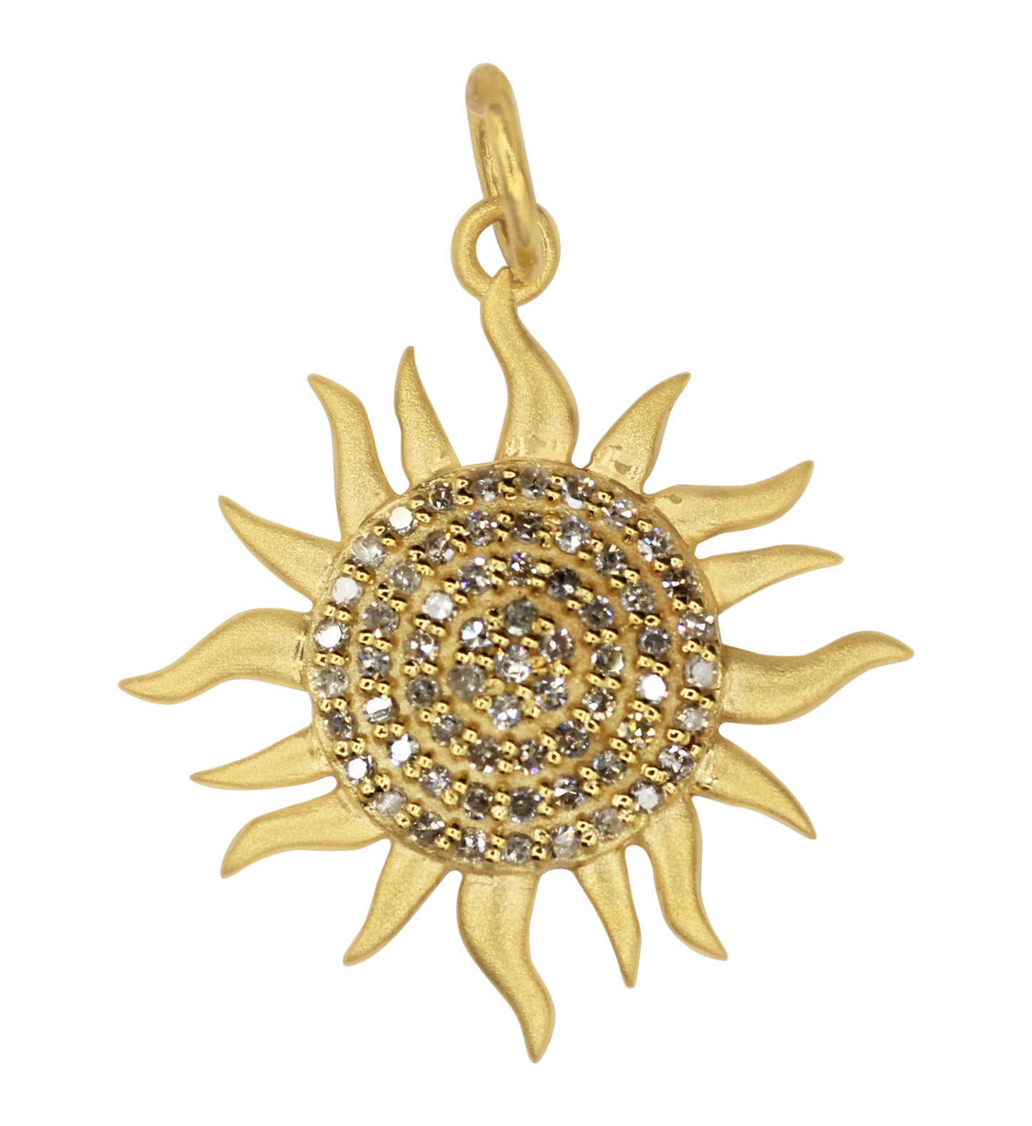 Sun 14k Solid Gold Diamond Pendants.