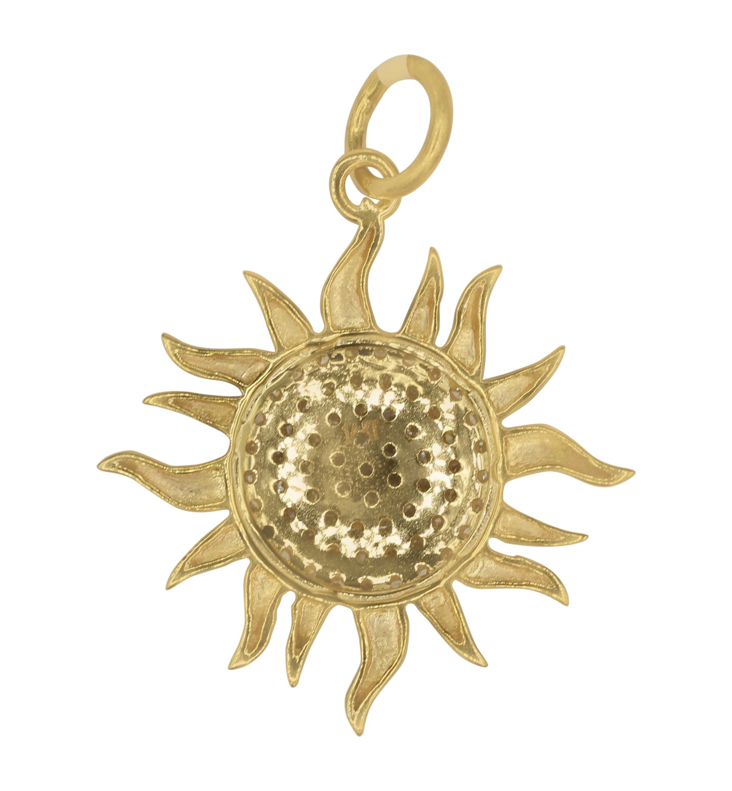 Sun 14k Solid Gold Diamond Pendants.