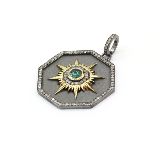 Hexagon Pave Diamond Pendant