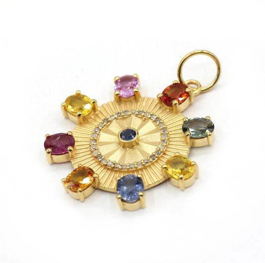 Round 14k Solid Gold Diamond Pendants.