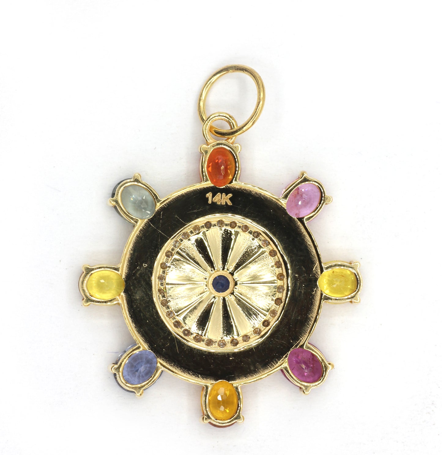 Round 14k Solid Gold Diamond Pendants.