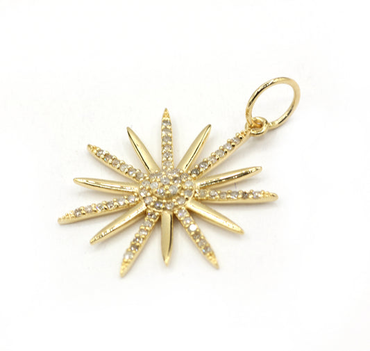 Star 14k Solid Gold Diamond Pendants