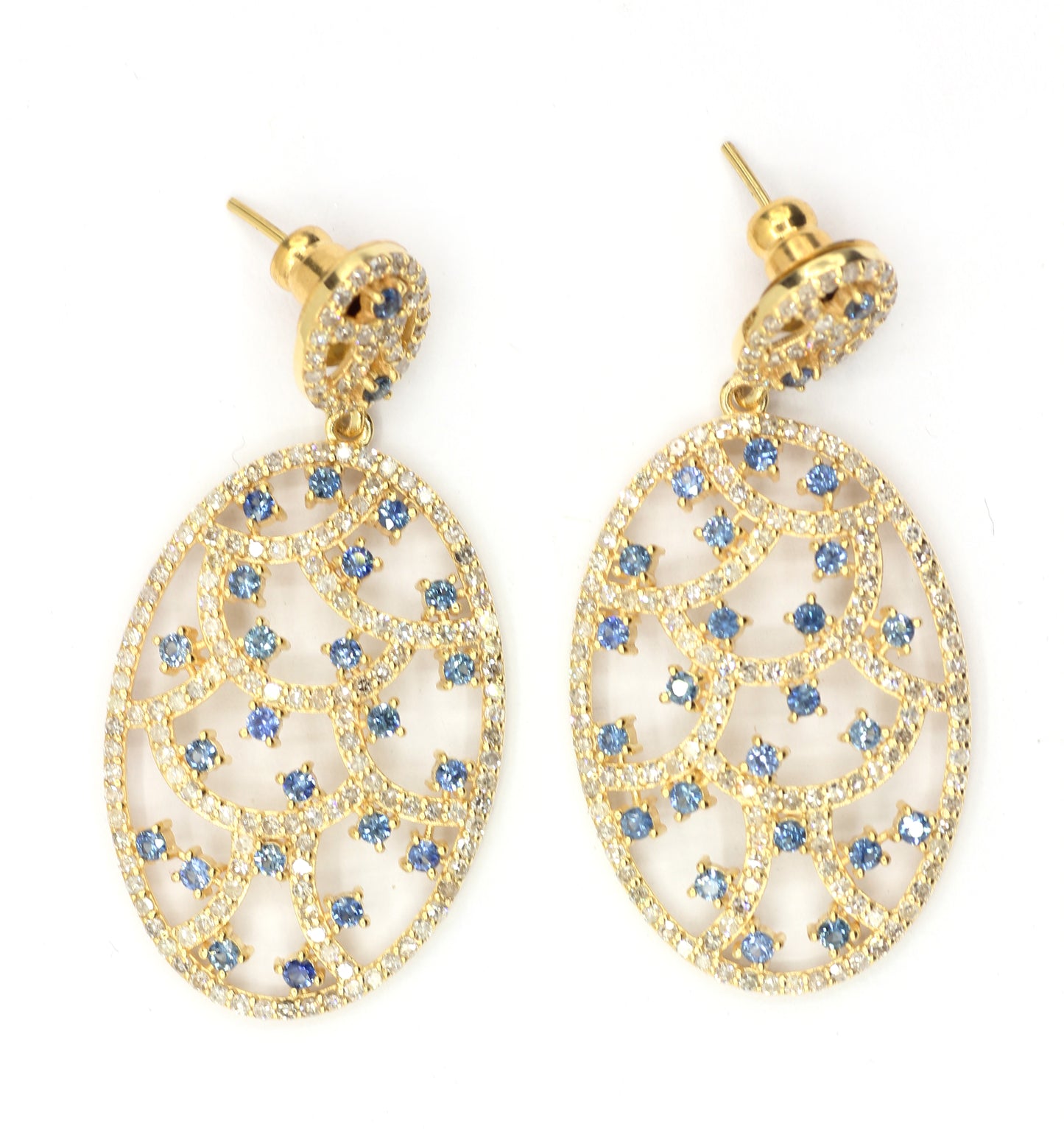Oval 14k Solid Gold Diamond Earring