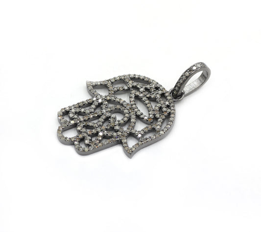 Hamsa Hand Pave Diamond Pendant