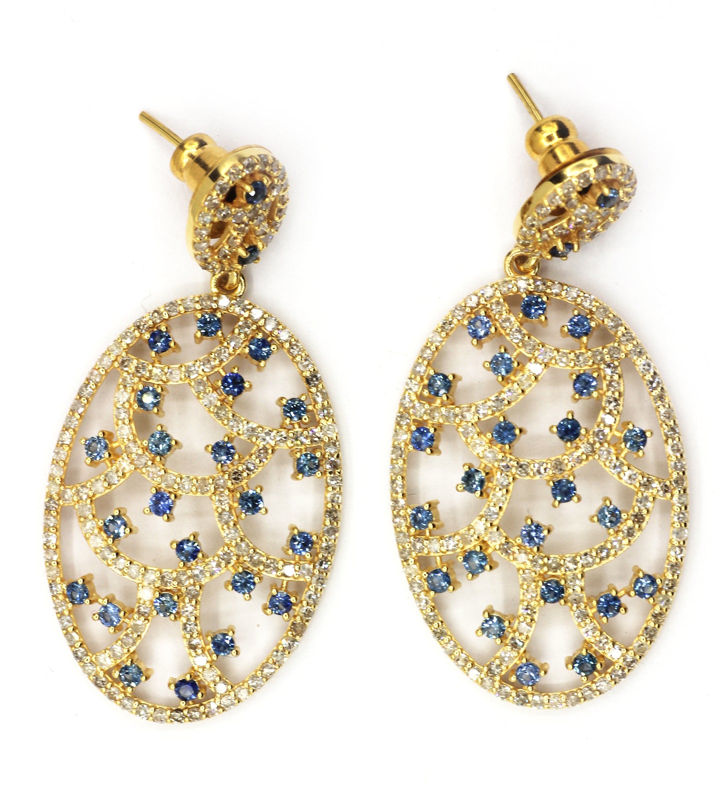 Oval 14k Solid Gold Diamond Earring