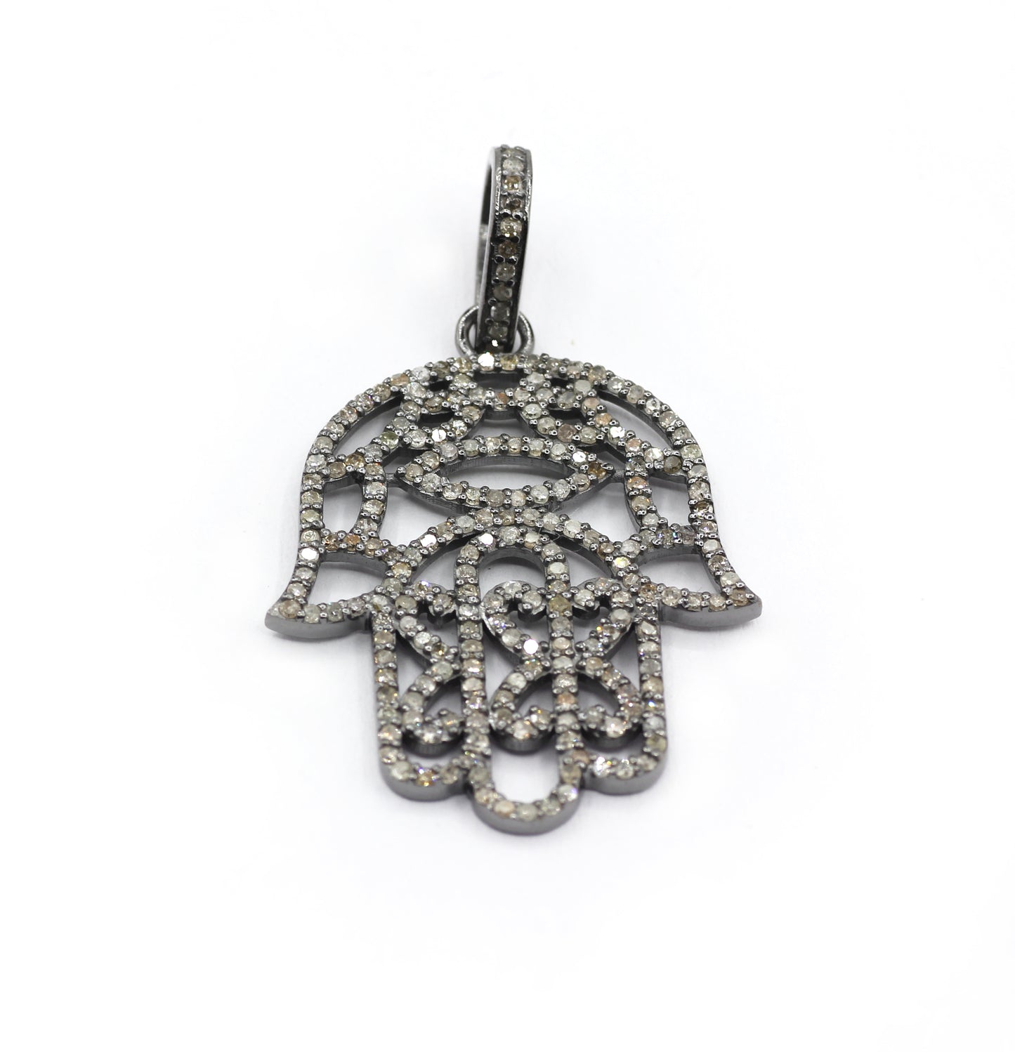 Hamsa Hand Pave Diamond Pendant