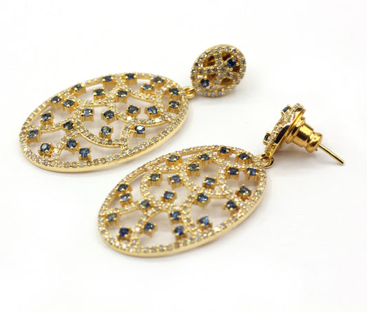 Oval 14k Solid Gold Diamond Earring